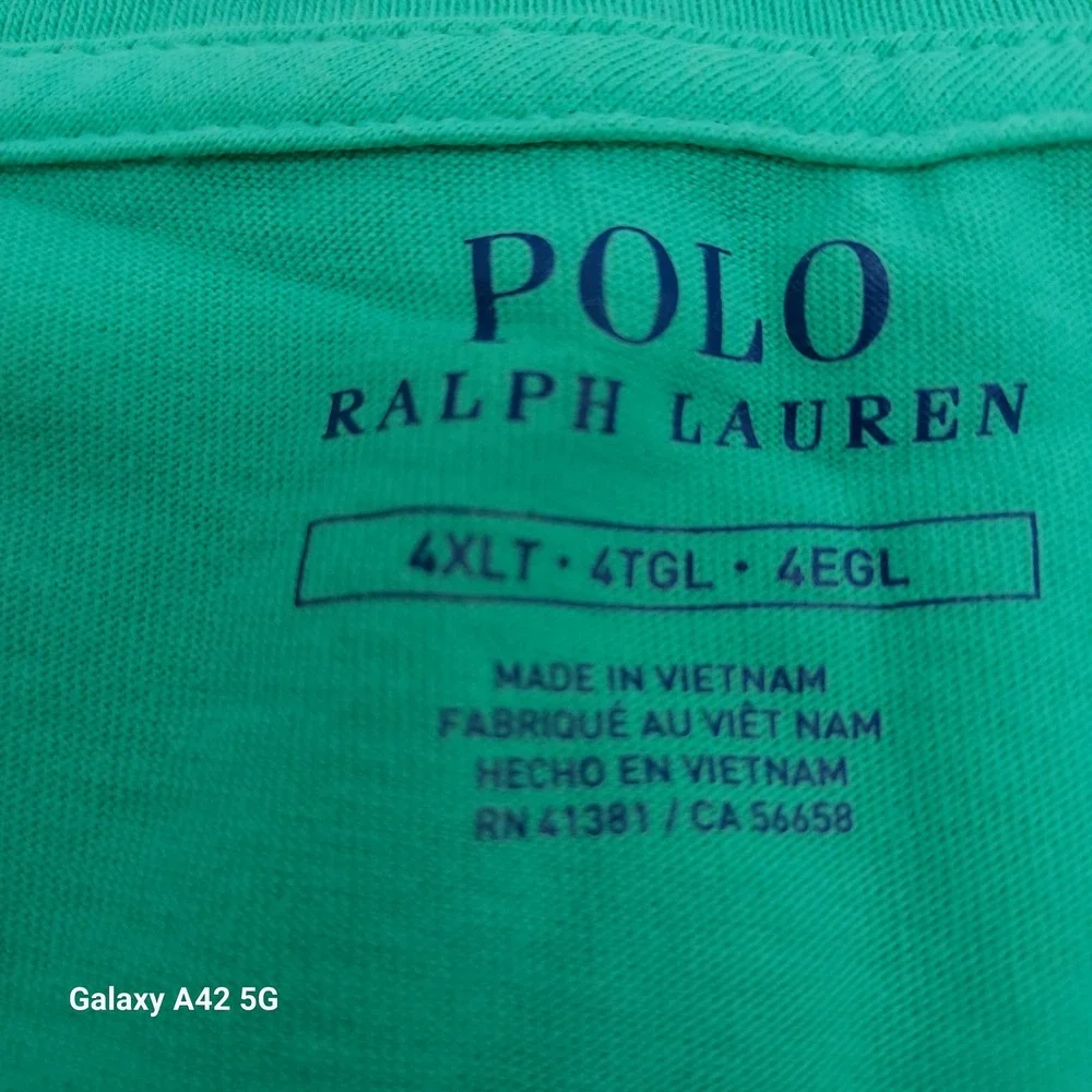 Polo Ralph Lauren Mens Green Cotton Short Sleeve T-Shirt 4XLT Pink Pony Logo